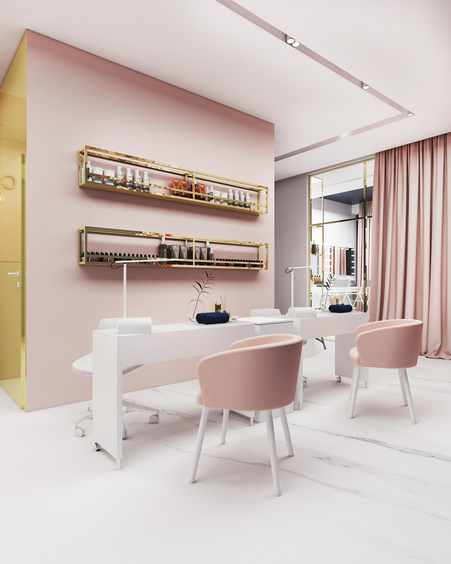 化妆品展示柜商场彩妆展柜简约美妆展示柜美容美甲休闲体验区