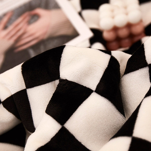 Factory direct sales checkerboard blanket ins Nordic double layer sherpa casual blanket office nap blanket
