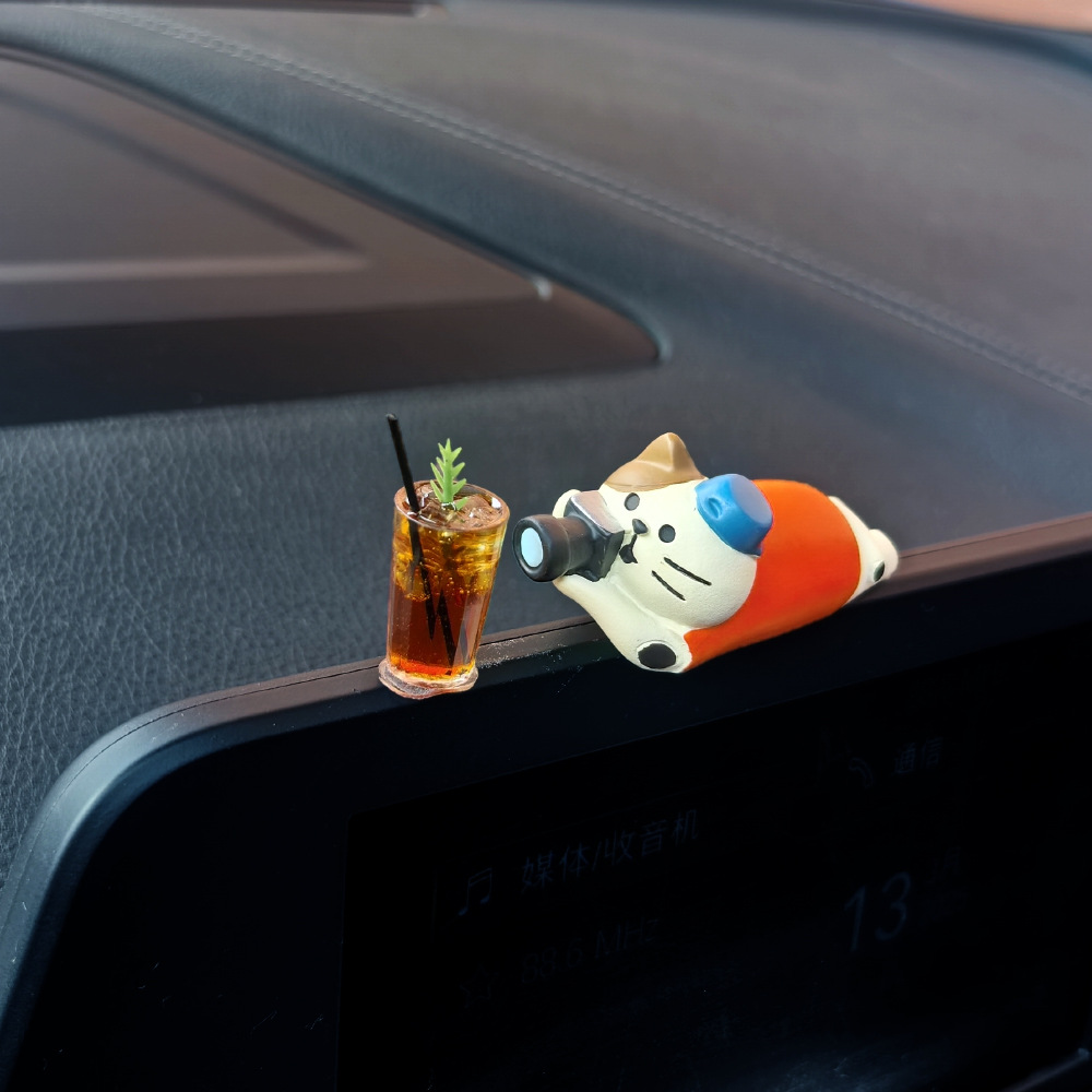 Adornos de coche de la serie de café americano, decoración de la pantalla de la consola central del coche, suministros de coche, mini adornos pequeños