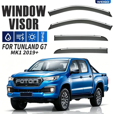 Suitable for Foton Foton Tunland G7 Window visor Tuland window rain shield (Rain shield) - standard-packaging-without-logo-tunland-g7-mk1-2019-with-bright-strips-rain-shield