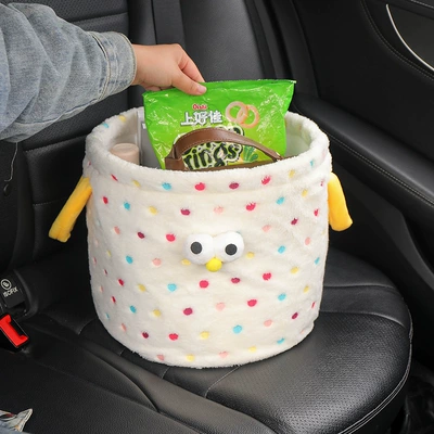 Trunk Storage Box, Plush Car storage bag/box - white-monster-storage-bucket