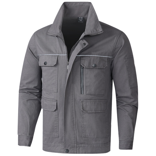 Spring and Autumn Pure Cotton Workwear Set for Men, Labor Protection Workwear, Electric Welding Site Uniform, Thick and Durable Factory Clothes, Welder Anti-Scald