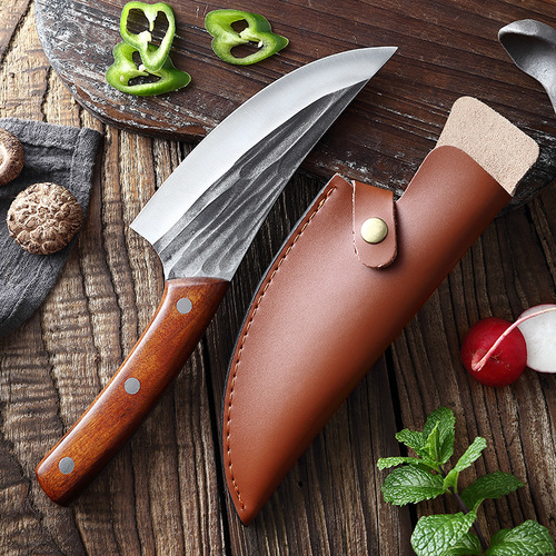 Hand-forged boning knife, pig, beef and mutton carving knife, rosewood butchering hammer splitting knife, sharp skinning knife