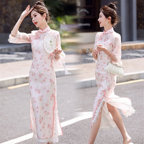 新中式旗袍2024年夏季新款小清新优雅日常可穿复古改良少女连衣裙