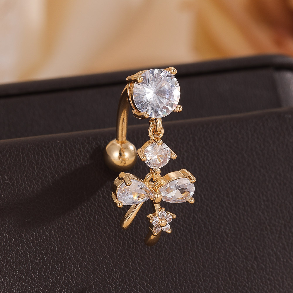 Heart & Star Dangle Belly Button Ring Copper Butterfly Navel Piercing Jewelry detail image 8