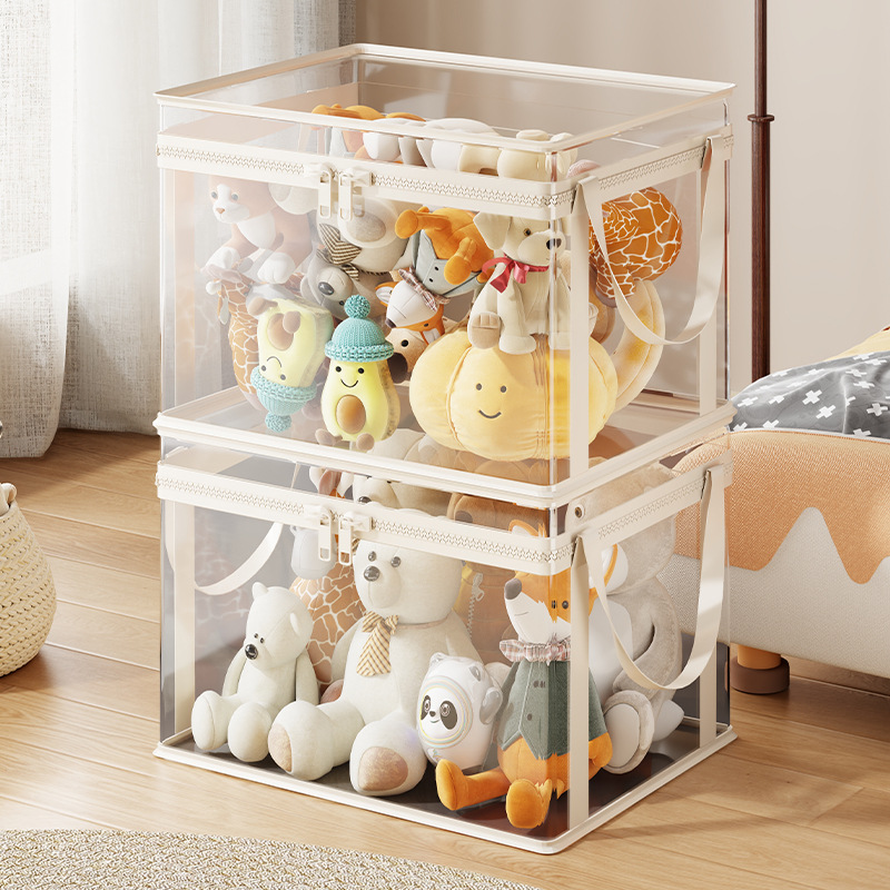 Cilindro Organizador de Juguetes de Peluche de Plástico y Tela, Transparente, Gran Capacidad, para Muñecas