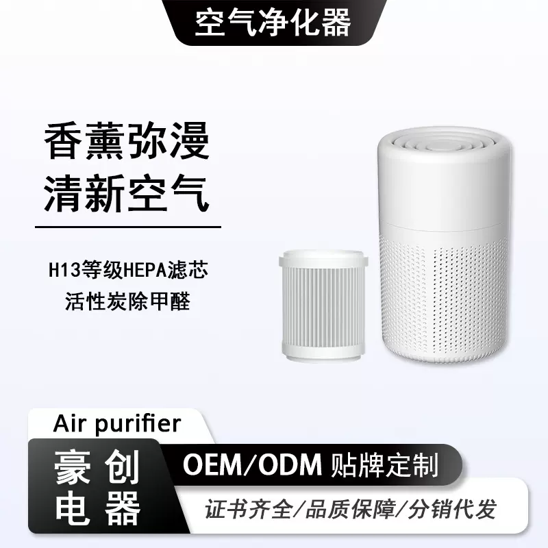 跨境空气净化器家用卧室小型除异味除烟办公室内桌面浄化机便携式