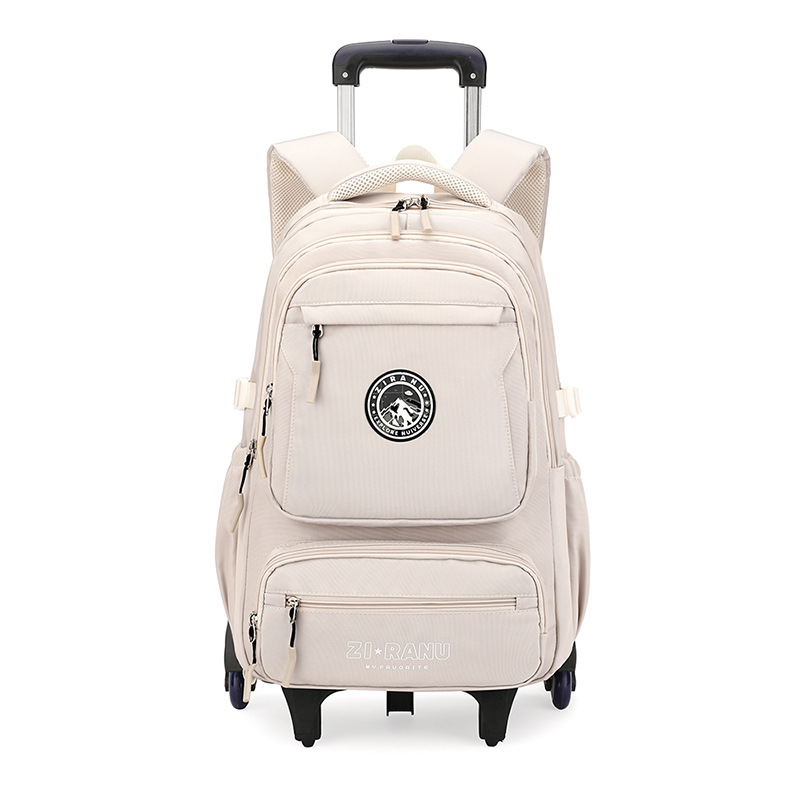 Mochila de tirón, caja de tirón, mochila escolar para niños de grado 3 - 6, estudiantes de secundaria masculinos con ruedas para subir escaleras de gran capacidad