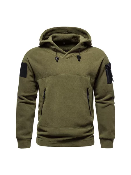 in stock Cross-border New Hooded Outdoor Tactical Men's Sweatshirt Fleece Hooded Pullover Coat Windproof and Warm Upper