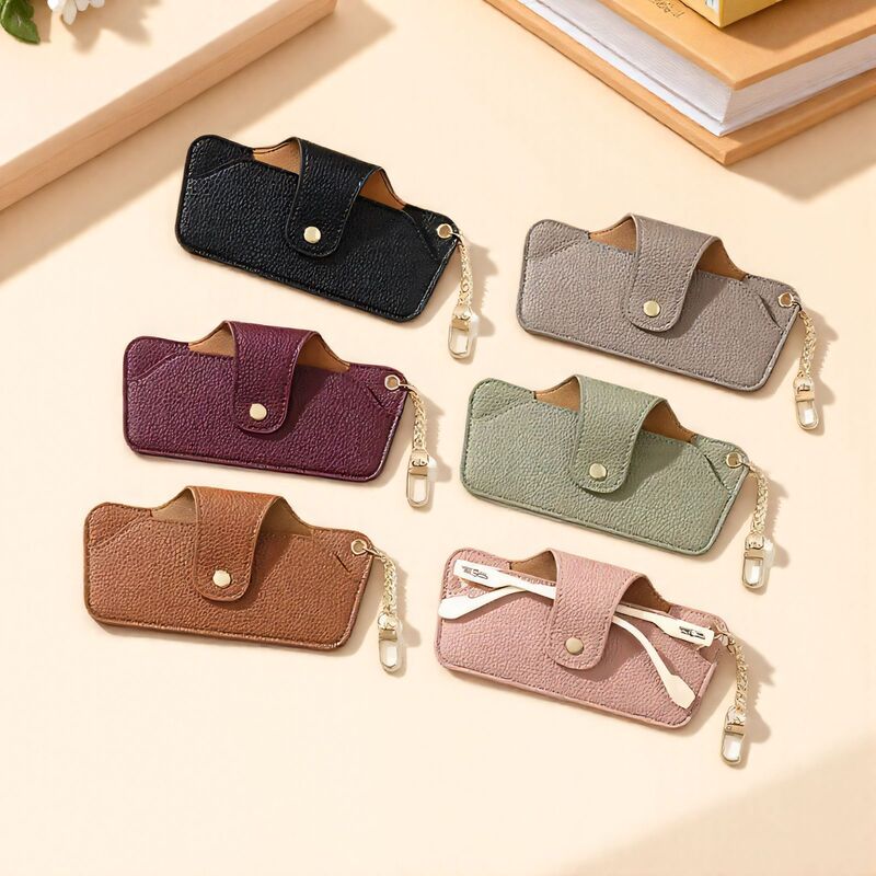 New Portable Hook Snap Glasses Bag Sunglasses Storage Box Glasses Carry-On Protective Cover Pu Leather Case