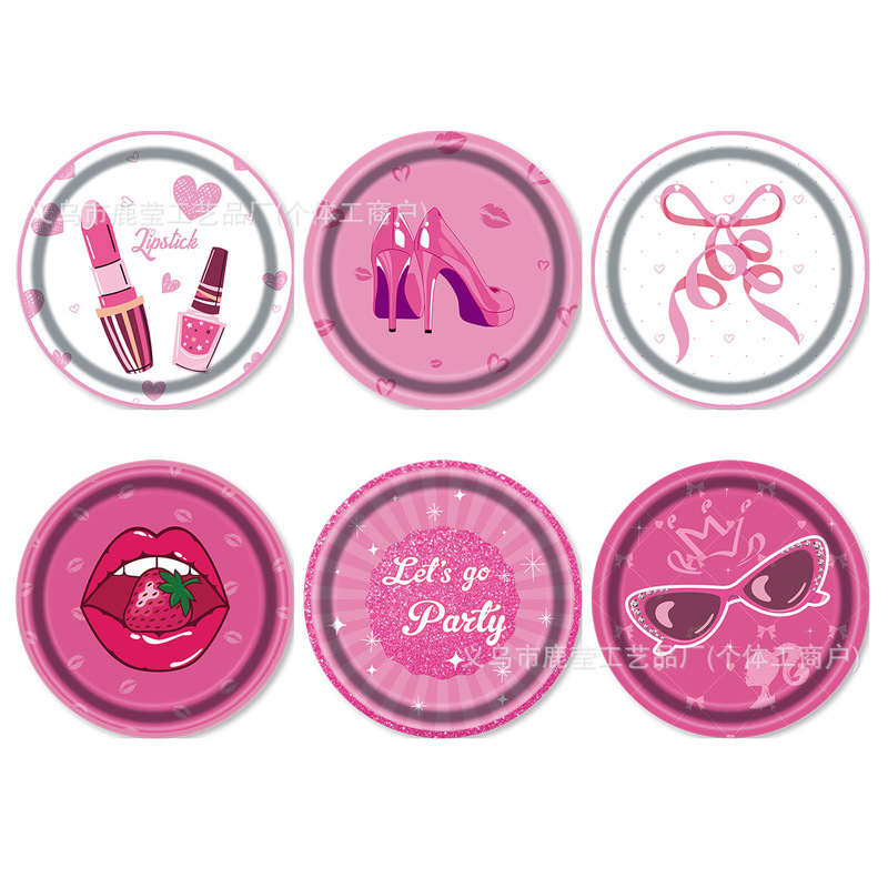 Barbie Girl Birthday Party Paper Plate Set Disposable Paper Tableware Paper Plates Kidsren's Birthday Party Decoration Props