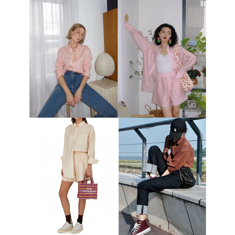 26 Early Spring New Style: Fashionable Ab Aesthetic Taste Tencel Crepe Loose Fit Shirt and Shorts Set