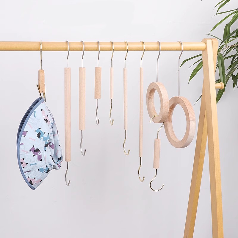 Tienda de ropa percha especial anillo de madera maciza bolsa anillo bufanda de seda MADERA S gancho Accesorios
