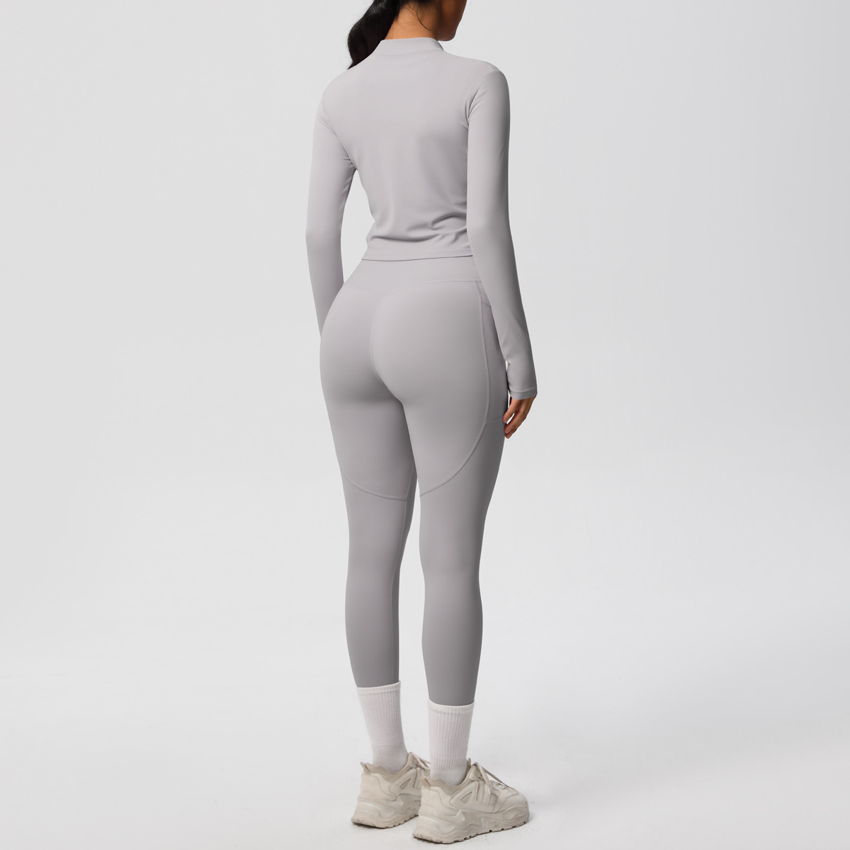 Sport Style Solid Color Nylon Spandex Zip Collar Tracksuit Coat Sweatpants display picture 47