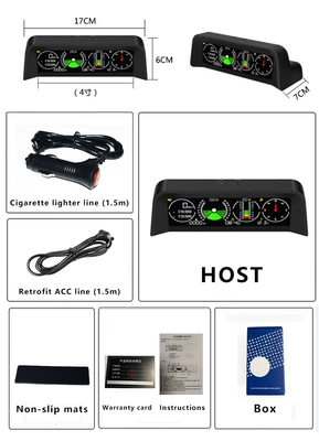 GPS car HUD head-up display, altitude compass, off-road vehicle horizontal slope balancer (Vehicle HUD) - x90-gps-black-english
