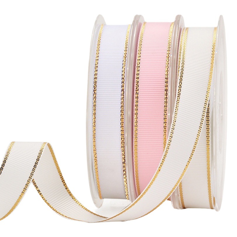 Cinta acanalada con borde dorado de Yao Ming, accesorios para cajas de regalo de pasteles, material base para cinta, cinta acanalada con borde dorado.