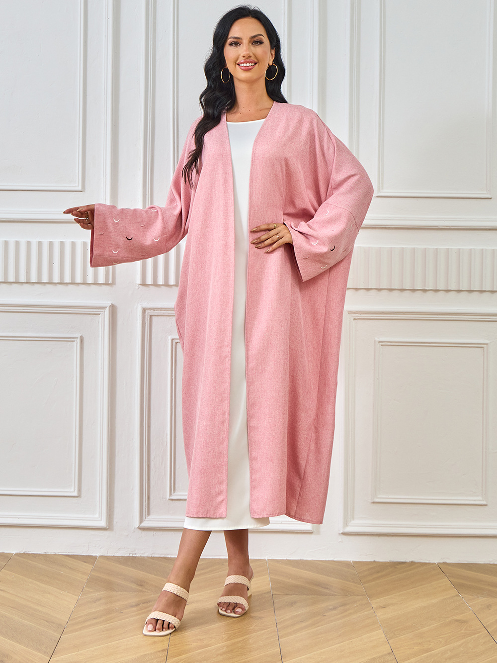 YLL05 Foreign Trade Abaya 2024 Summer Middle Eastern Cross-border Muslim Elegant Cardigan Embroidered Dress Robe For_ecoleips.com