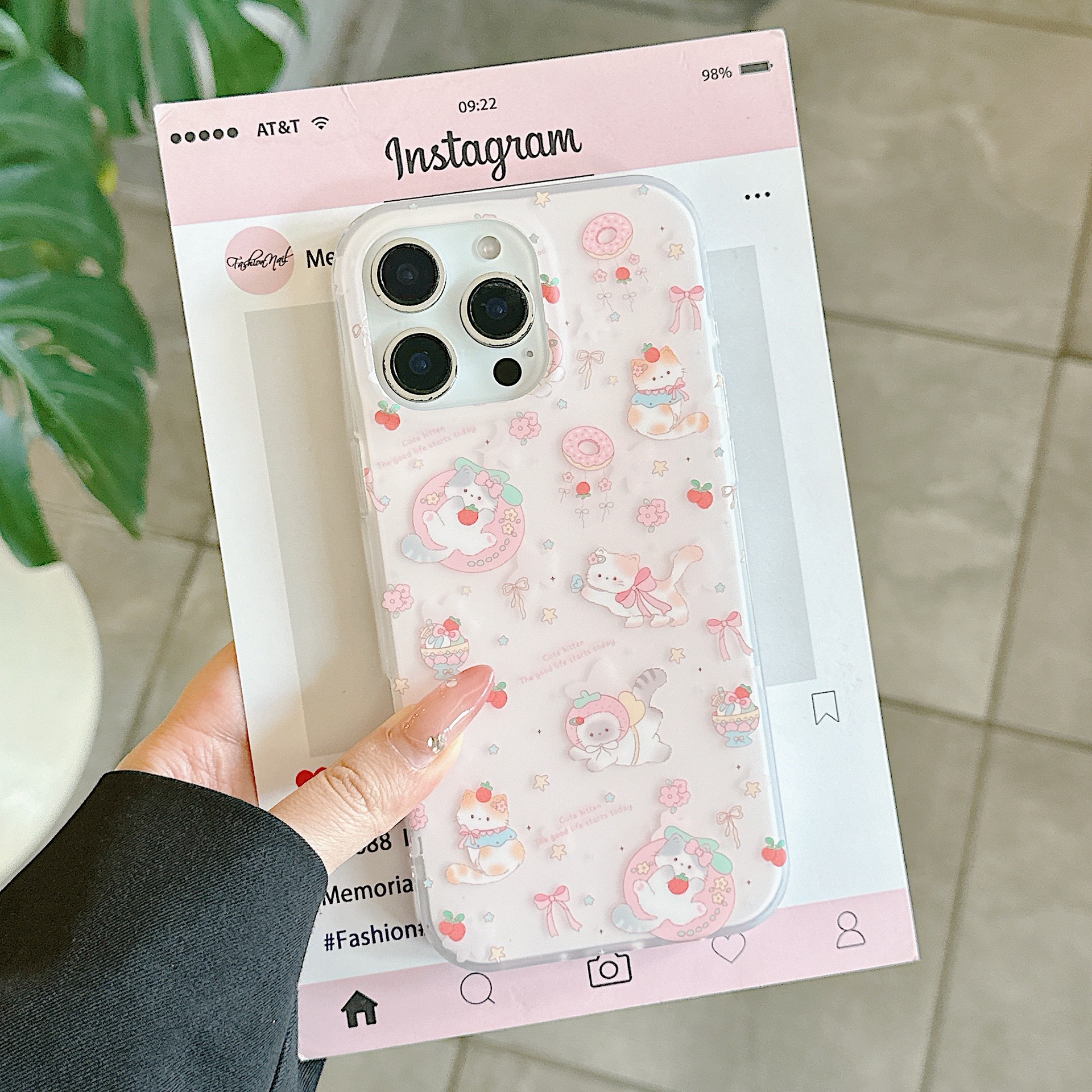 Divertido gato donut de dibujos animados para Apple 16proMax funda para teléfono móvil 15Pro/14Pro nuevo 13 femenino 16P
