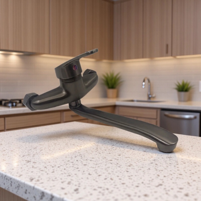 Copper Gun Gray Wall-Mounted Kitchen Faucet Hot and Cold Single-Handle Extended Universal Rotatable Sink Faucet