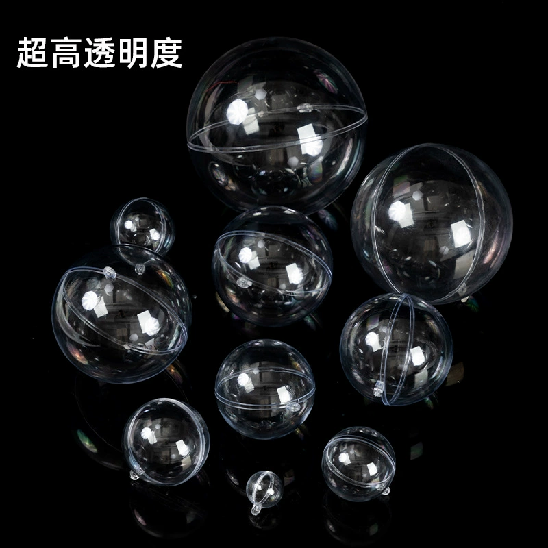 acrylic transparent ornament ball, split fillable, for Christmas and window displays, 4–20 cm