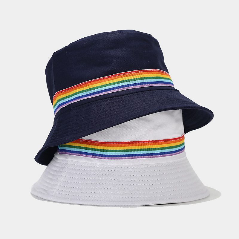 Bucket Hat Hats Type Unisex Streetwear Rainbow Wide Eaves Bucket Hat
