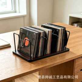跨境木质桌面唱片收纳架书架咖啡厅收纳书籍杂志小书架相册架