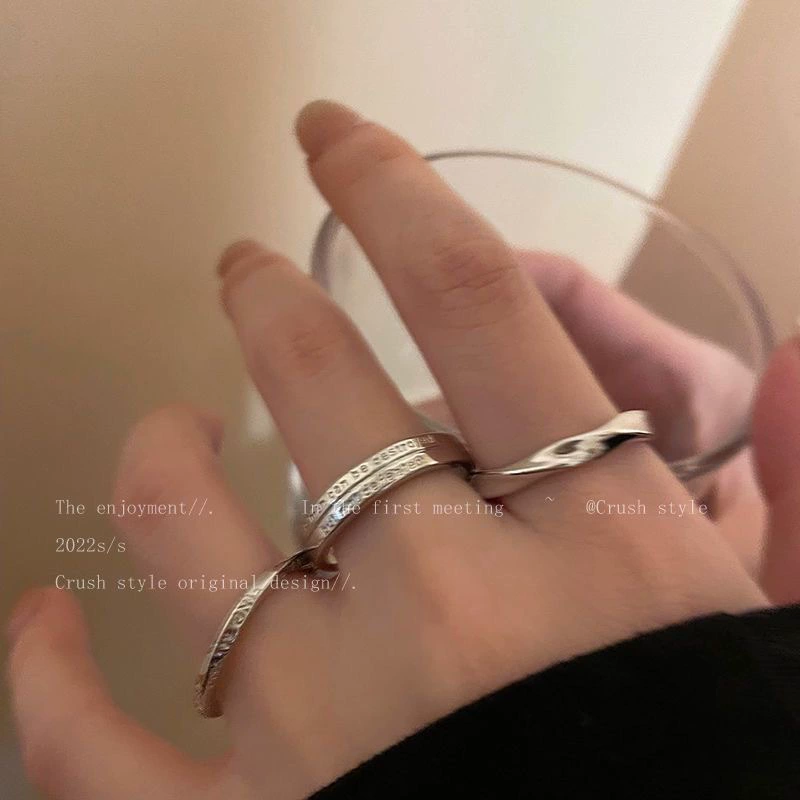 Сет кольца из серебра (Tide) ML-430, 3-позиционный минималистичный дизайн, регулируемая посадка, готовность к подарку