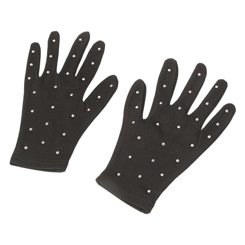 Factory wholesale figure skating performance gloves children's gloves adult female semicolon rhinestone opaque magic gloves