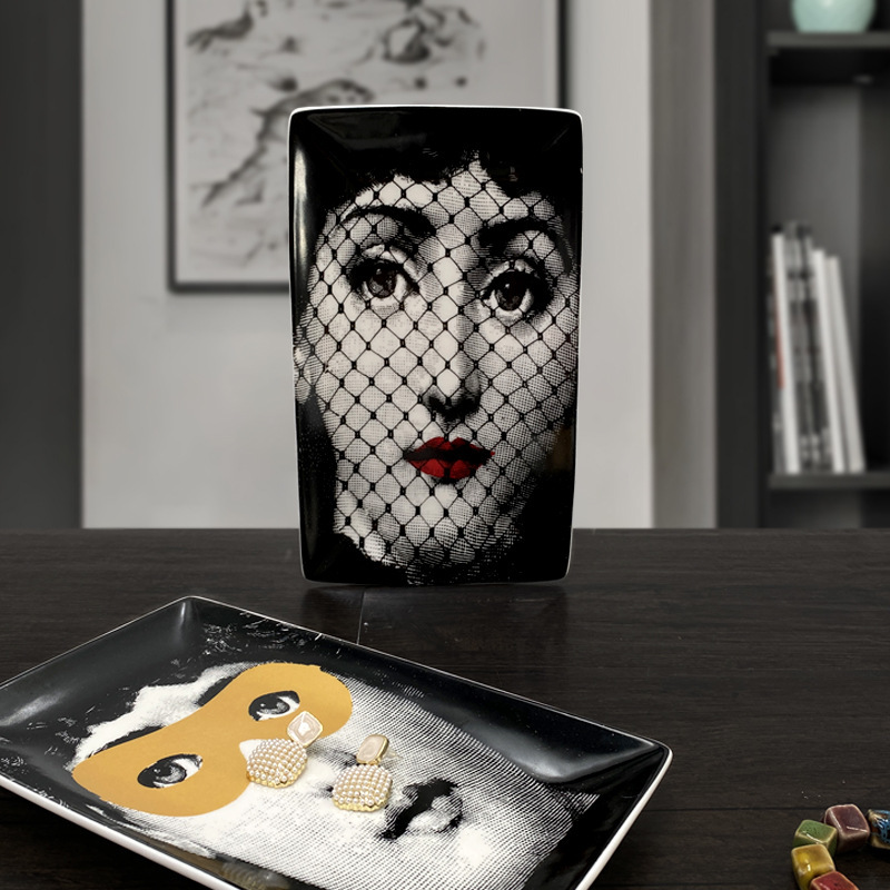 Cross-border Nordic Ceramic Face Plate Storage Storage Plate Creative Background Wall Decorative Plate Desktop Jewelry Ornaments