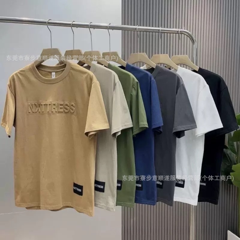 Cheap Clothing Short-Sleeved Men's Summer New Men's Round Neck Printed T-Shirt Wear-Resistant Loose Popular Short-Sleeved Shirt