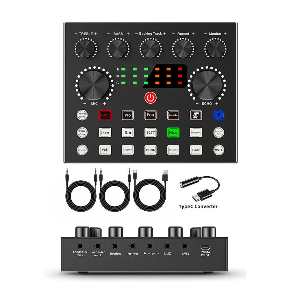 BM800 micrófono micrófono inglés computadora grabación USB teléfono móvil tarjeta de sonido transmisión en vivo v8s equipo completo de podcast