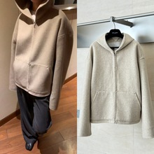 天花板品质25SS潮牌新款AC风格双面羊绒连帽外套夹克男女明星同款