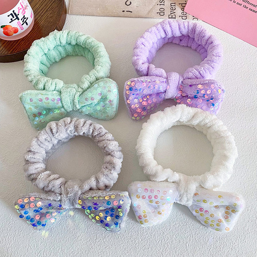 Korean style new bow sequin headband ladies face wash SPA sports internet celebrity fashion hair accessories wholesale