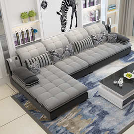 简约现代可拆洗布艺沙发组合 大小户型沙发客厅整装 贵妃转角家具