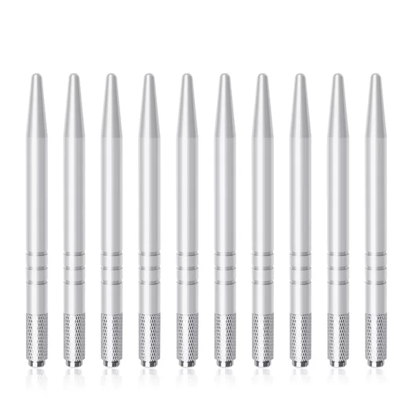 10pcs Cross Mouth Pointed Tail Embroidery Pen No.5 Aluminum Alloy Eyebrow Pen 10 Pack Metal Embroidery Handmade Pen