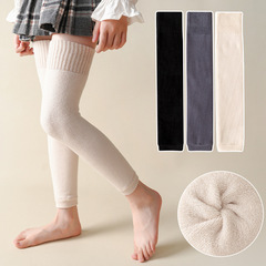 女童護膝襪子2023春秋冬毛圈高筒襪中大童護腿襪套女孩長筒堆堆襪