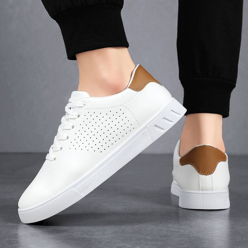 Zapatos de hombre 2024 nuevos zapatos blancos de verano de moda coreana zapatos de skate juveniles zapatos deportivos casuales de moda hombres image 5