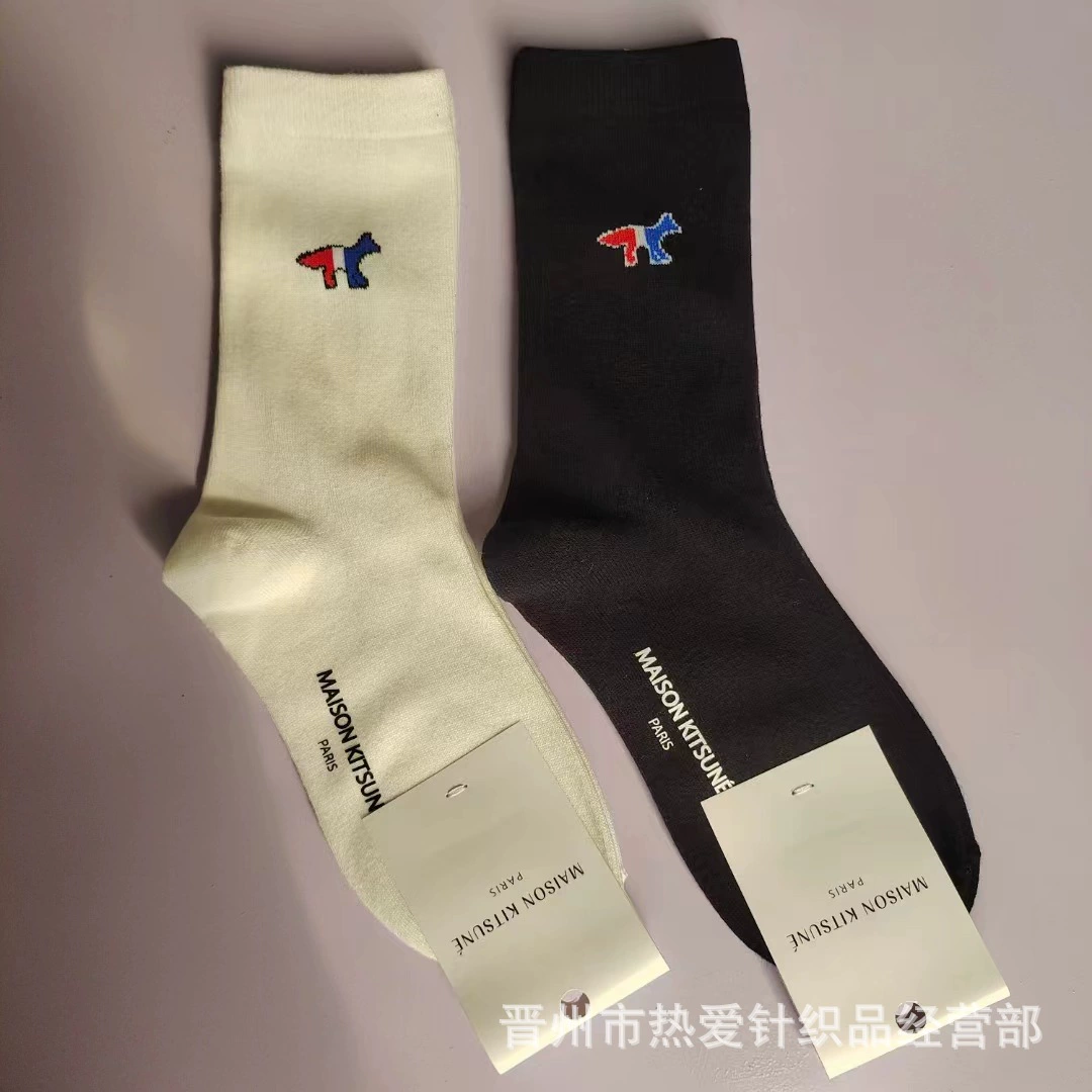 Новый продукт Французский маленький лис casual catwalk kitsune женские носки двойной иглы вышивка MAISON носки
