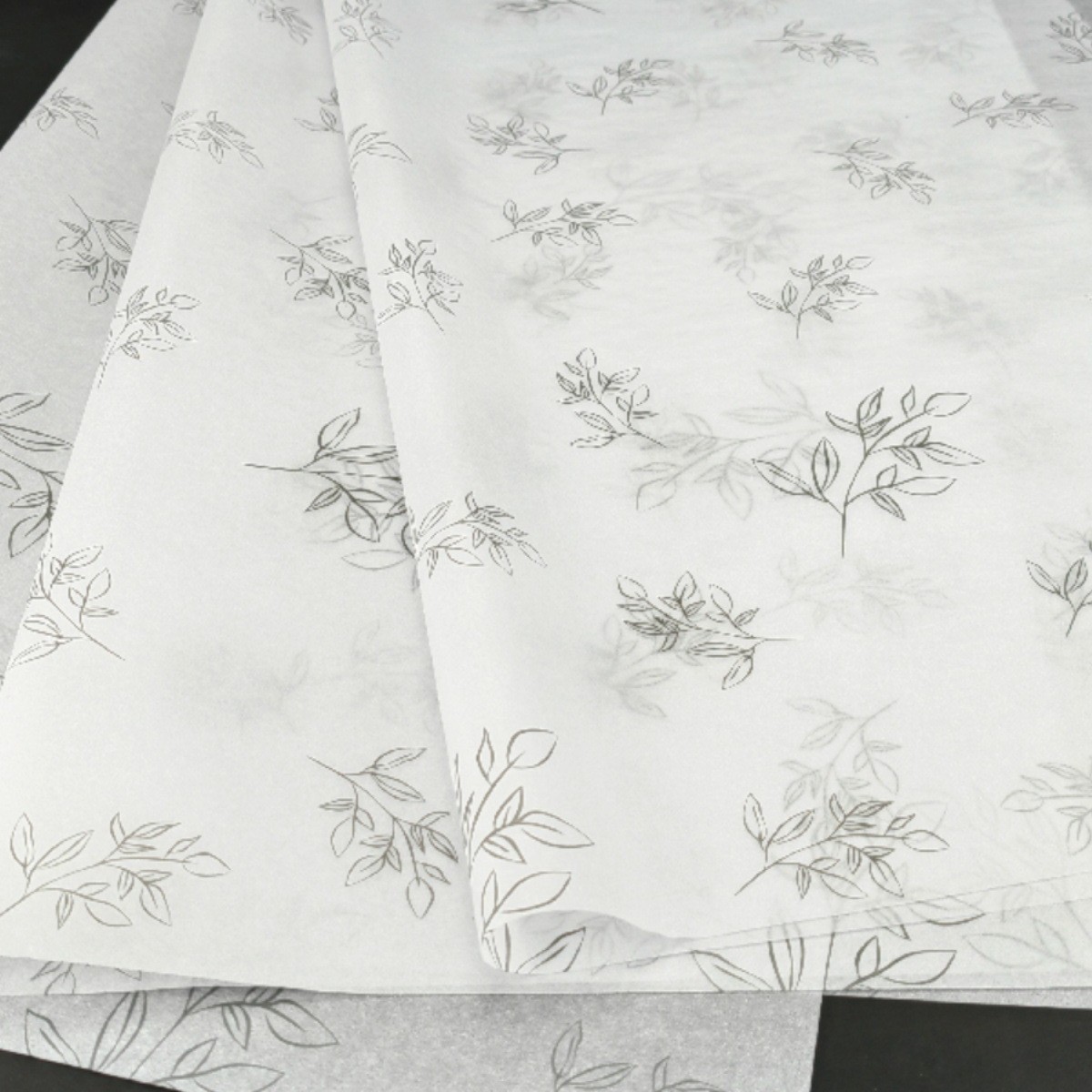 50张17克素白静雅黑色叶子包装纸韩风小清新礼物包装雪梨纸拷贝纸