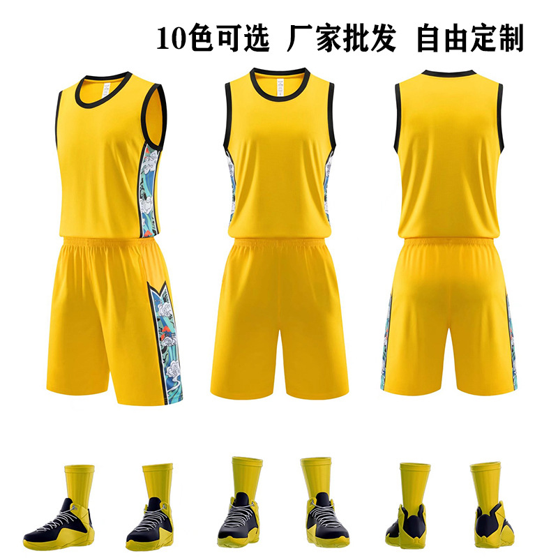 Fast wholesale summer sports training vest competition team uniform printed basketball uniform suit new men's group purchase Jersey