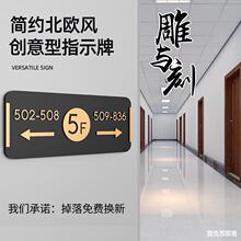 房间号指示牌楼层牌数字贴酒店餐厅电梯方向提示牌金属质感宾馆房