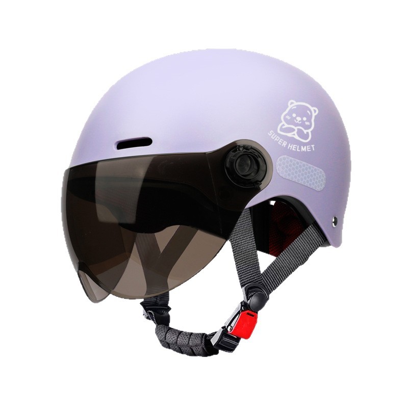 Casco de Motocicleta Eléctrica Estilo Comercio Exterior, Casco Medio para Bicicleta Eléctrica para Hombre, Casco de Seguridad con Protección Solar para Mujer para Todas las Estaciones