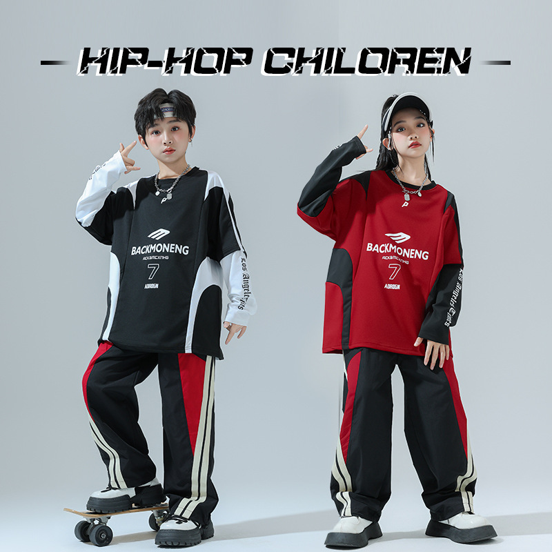 어린이 스트리트 댄스 BBOY의 서양식 공연 의류 어린이 의류 봄과 가을 소녀 재즈 댄스 의류 유럽과 미국의 기관차 패션