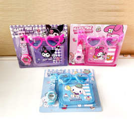 儿童卡通手表可爱女孩库洛米眼镜钱包玩具表套装幼儿园礼物电子表