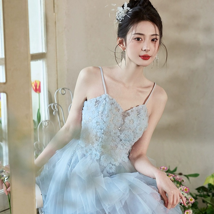 Vestido azul pálido de la banda de la princesa de la familia Mori nicho Zhao Zhao Zhao show showcase estudiante vestido de anfitrión image 3