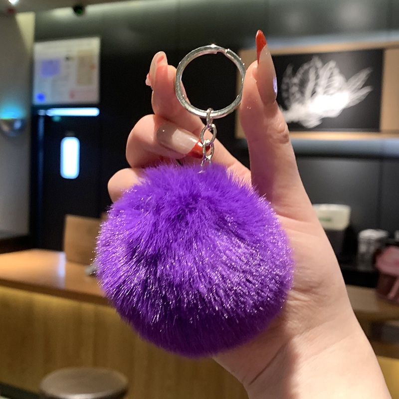 Gran bola de peludo llavero auténtico lindo peludo colgante llave de coche estudiantes pareja regalos colgante al por mayor