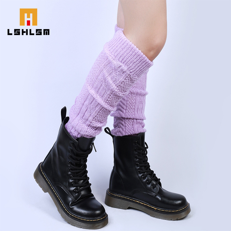 White Socks Knee-High Socks Women Autumn/Winter Warm Leg Warmers Japanese Style Long Stack Socks Black Socks Knitted Leg Warmers