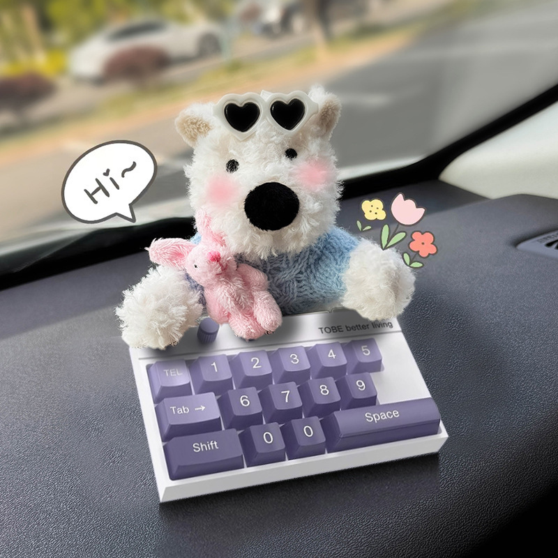 Tarjeta de estacionamiento temporal del automóvil lindo West Highland Puppy Keyboard Teléfono del automóvil Número de matrícula Decoración del automóvil Mover el automóvil
