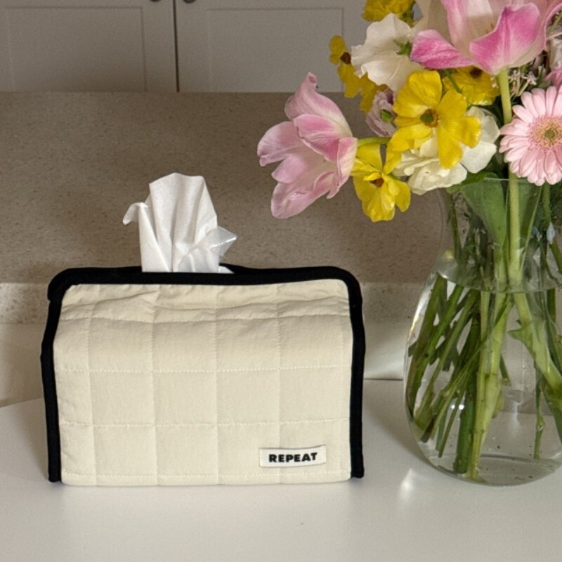 Korean Ins Cream Square Quilted Square Paper Roll Home Desktop Fabric Decoration Wet Wipes Tissue Cover
