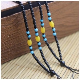 Factory Direct ice pendant beeswax hanging rope small rice beads necklace rope handmade beaded necklace rope bead chain wholesale